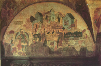 Благовещенский собор. Явление архангела Михаила Иисусу Навину у стен Иерихона. Фреска